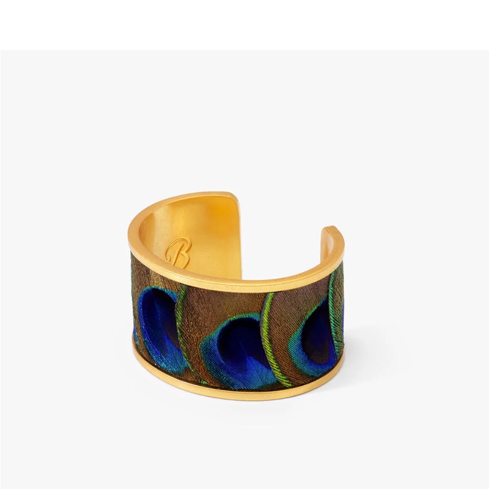Brackish Peacock Feather Mary Ann Wide Cuff Bracelet